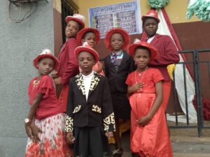 some of the children in christmas mood